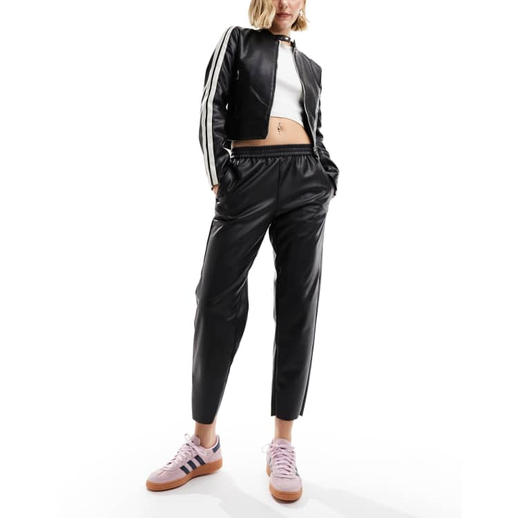 Leather track best sale pants womens