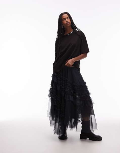Allsaints Jen tulle skirt in midnight blue 