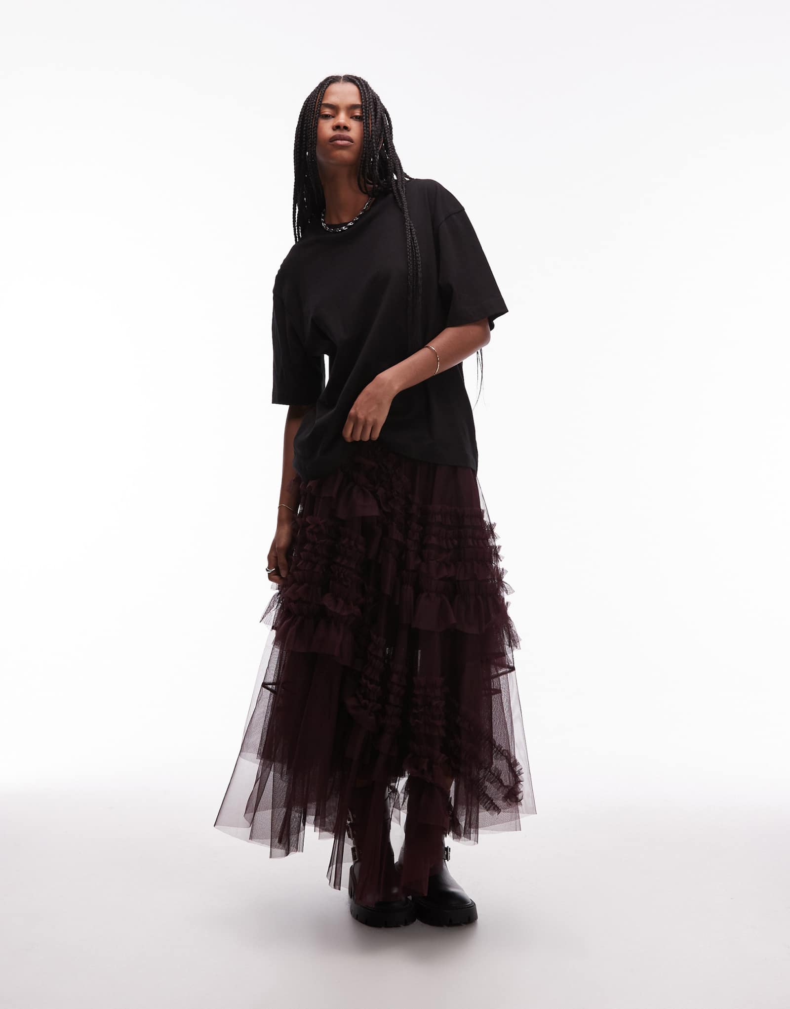 Фатиновая юбка Allsaints Jen бордового цвета