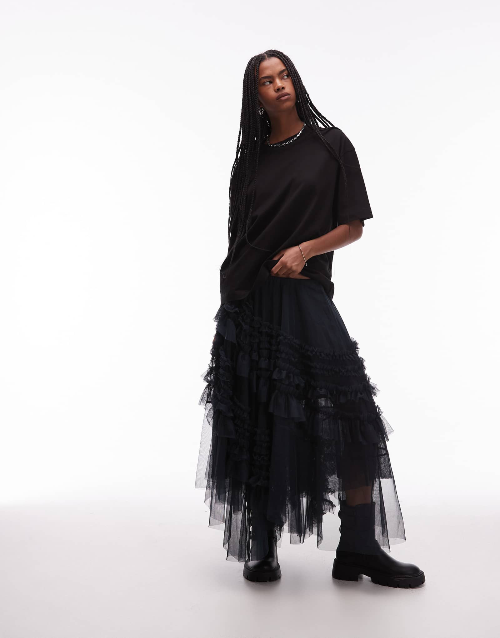 Тюлевая юбка AllSaints Jen темно-синего цвета 