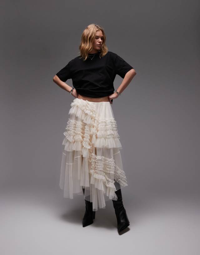 AllSaints Jen tulle skirt in tofu white | ASOS