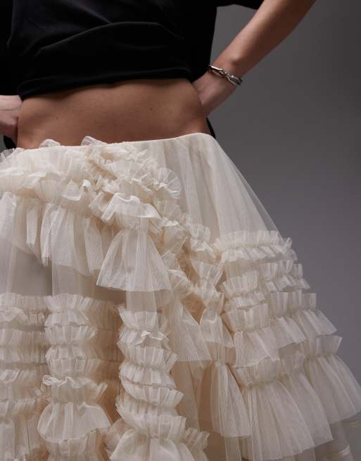 フリルが可愛い AllSaints JEN TULLE チュールスカート AllSaints Jen tulle skirt in tofu white | ASOS