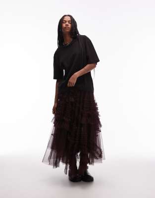 AllSaints - Jen - Tüllrock in Burgunderrot