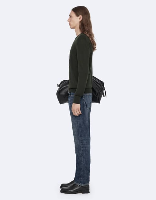 AllSaints - jersey de cuello redondo de lana merina verde, 4 de 7