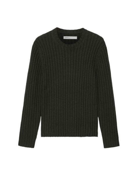 AllSaints - jersey de cuello redondo Liev en verde caqui oscuro - view 1
