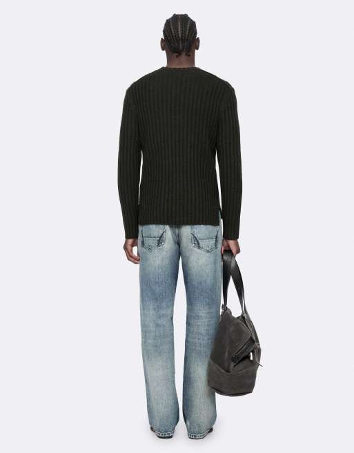 AllSaints - jersey de cuello redondo Liev en verde caqui oscuro, 4 de 7