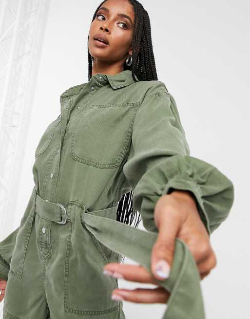 Green store utility romper