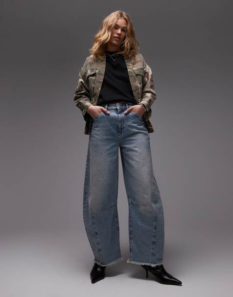 AllSaints Jett barrel jeans in light indigo - view 1