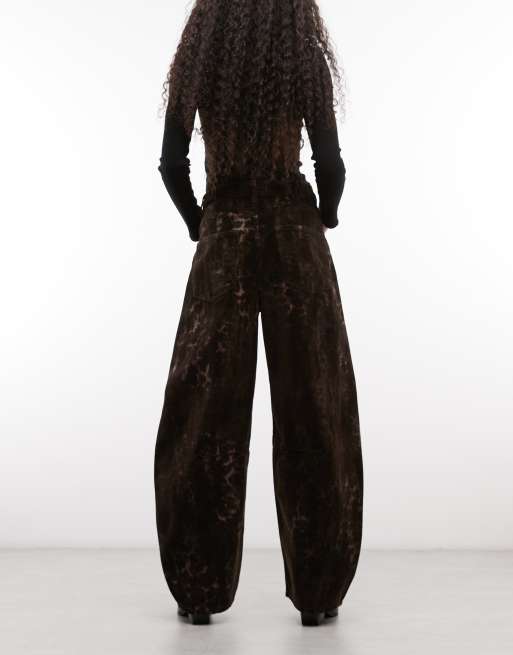 AllSaints Jett Barrel-Leg-Jeans aus Denim mit Leopardenprint in Braun, 3 von 5