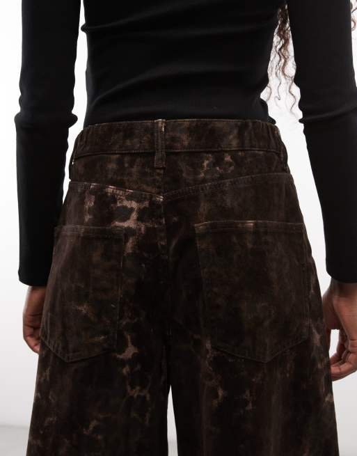 AllSaints Jett Barrel-Leg-Jeans aus Denim mit Leopardenprint in Braun, 5 von 5