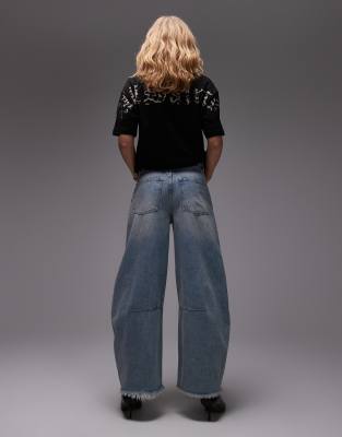 Allsaints Jett Barrel Leg Jeans In Blue