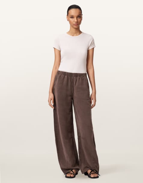 AllSaints - Jett - Broek met elastische taille in paarsbruin - view 1