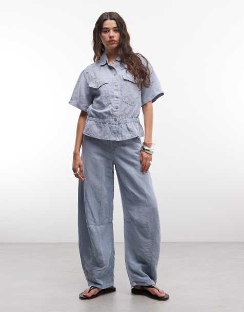 AllSaints – Jett – Jeans in Hellblau mit weitem Bein, Kombiteil - view 1