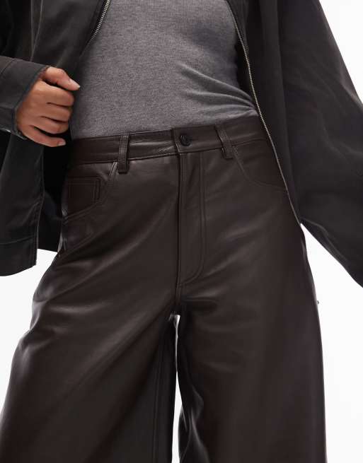 Allsaints Jett leather pants in brown, 3 of 5