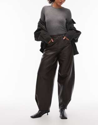 AllSaints - Jett - Pantalon en cuir - Marron-Brown