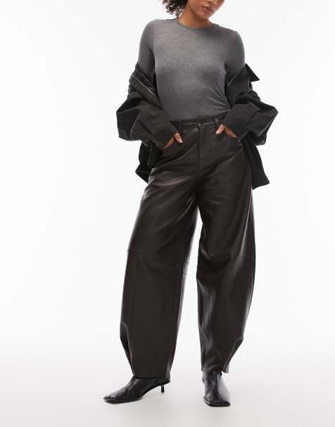 AllSaints - Jett - Pantaloni in pelle marroni - view 1