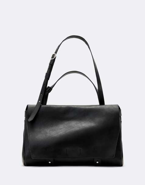 AllSaints Joan leren satchel-schoudertas in zwart - view 1