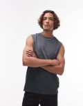 [AllSaints] AllSaints Jonah sleeveless t-shirt in washed black XL washed black