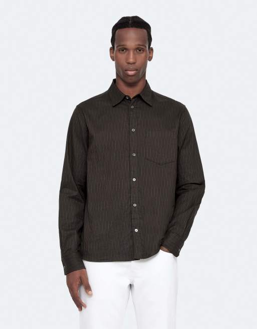 AllSaints Judd langärmliges Hemd in Trail Brown, 4 von 6