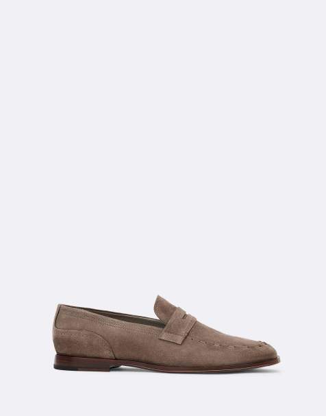 AllSaints Jules gestikte loafer in karoo bruin - view 1