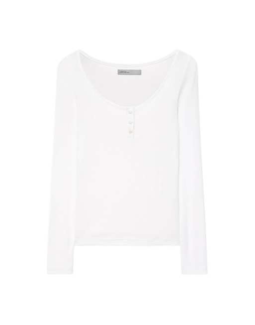 AllSaints Jules henley met lange mouwen in optisch wit, 2 van 6