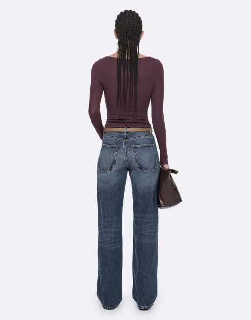 AllSaints Jules Langarm-Henley in Aubergine-Rot, 2 von 7