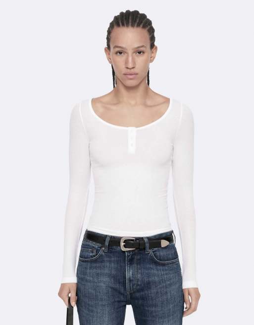 AllSaints Jules Langarm-Henley in Optikweiß, 4 von 6