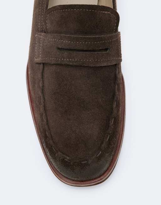 AllSaints Jules Loafer aus Leder und Wildleder mit Nähten in Dunkelbraun, 3 von 4