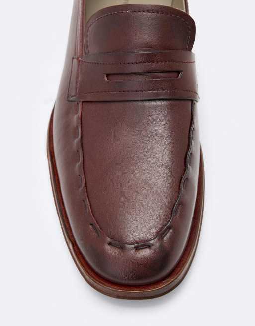 AllSaints Jules loafer met stiksels in bordeauxrood, 5 van 5