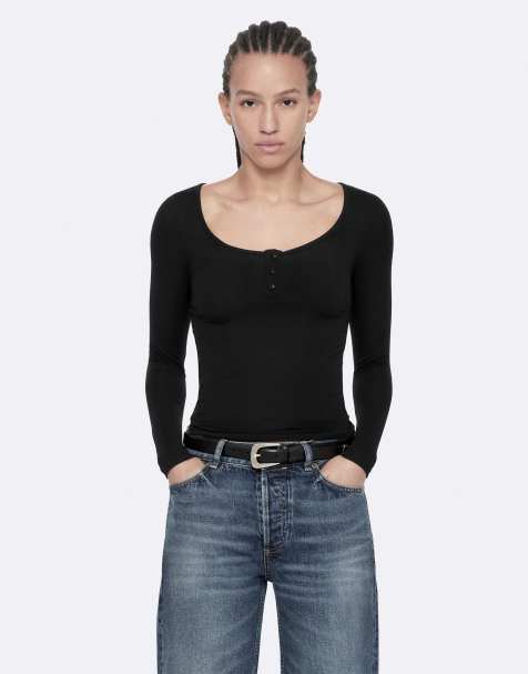 AllSaints - Jules ls henley en negro azabache - view 1