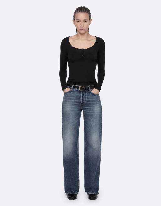 AllSaints - Jules ls henley en negro azabache, 6 de 7