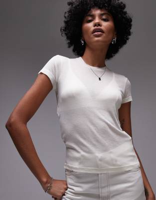 AllSaints - June - T-Shirt in Gardenia-Creme-Weiß