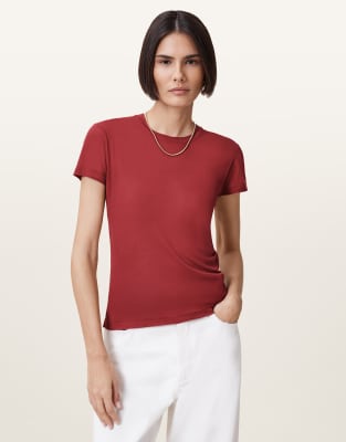 AllSaints - June - T-Shirt in Rosenholz-Rot