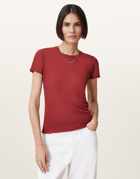 AllSaints – June – T-Shirt in Rosenholz-Rot - view 1