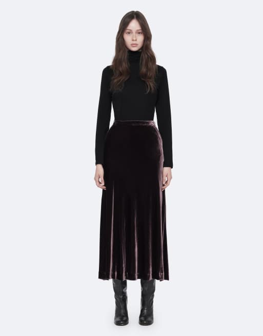 AllSaints jupe Nalia en velours aubergine, 2 de 7