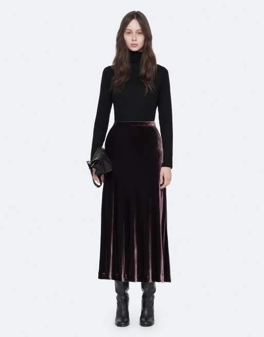 AllSaints jupe Nalia en velours aubergine, 5 de 7