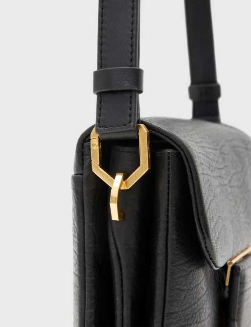 AllSaints - Jupiter - Crossbody tas van korrelig leer in zwart, 3 van 3