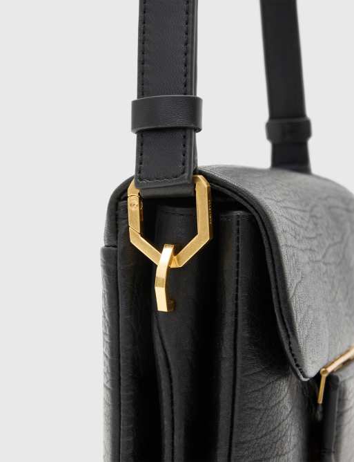 AllSaints – Jupiter – Czarna torebka crossbody ze skóry licowej, 3 z 3
