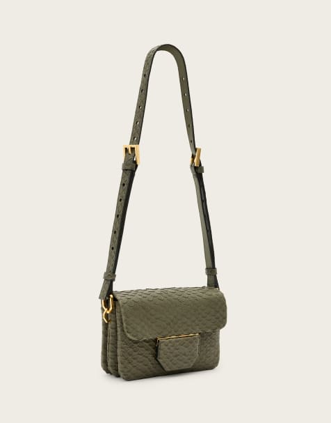 AllSaints – Jupiter Snake – Umhängetasche in Military-Grün - view 1