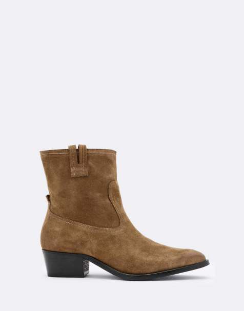 AllSaints Jura bottines zippées en daim marron tabac - view 1