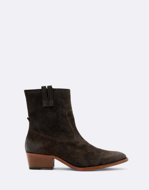 AllSaints Jura Stiefel mit Nähten in Dunkelbraun - view 1