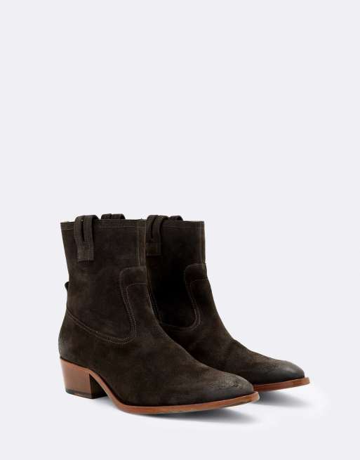 AllSaints Jura Stiefel mit Nähten in Dunkelbraun, 2 von 4