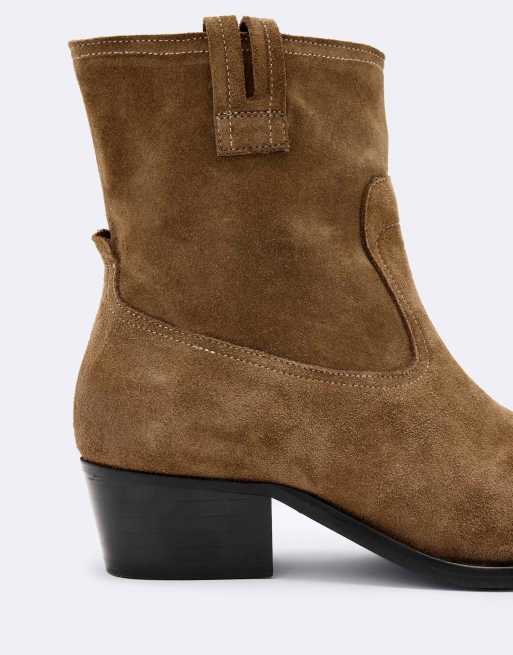 AllSaints Jura Wildleder-Stiefelette mit Reißverschluss in Tabakbraun, 4 von 4