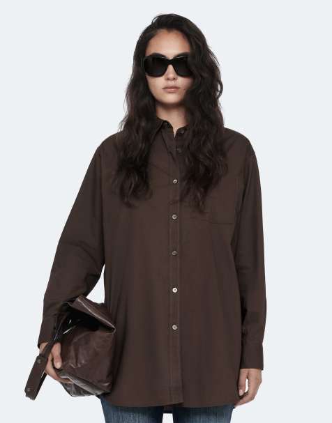 AllSaints Kaia chemise oversize marron noisette - view 1
