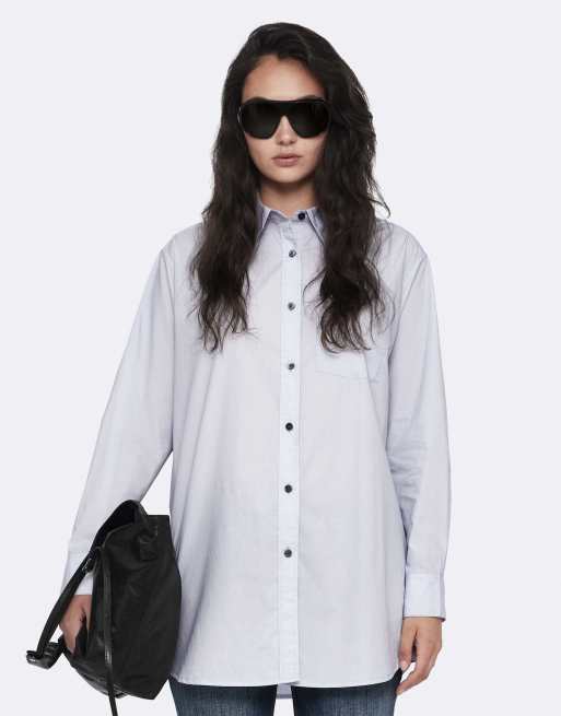 AllSaints Kaia Oversize-Hemd in Eisblau, 4 von 6