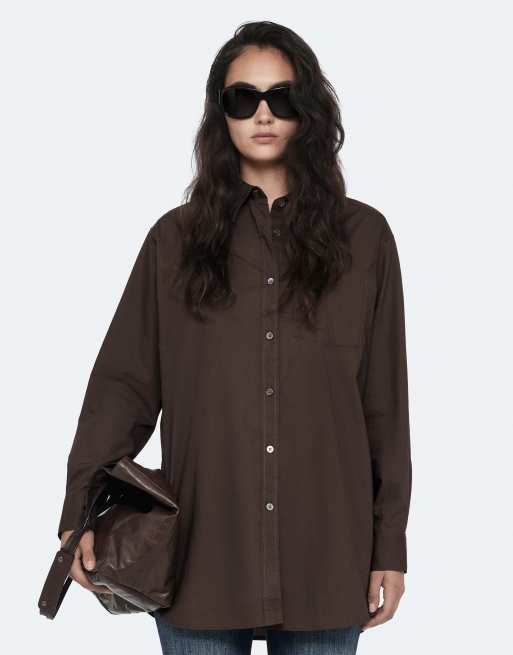 AllSaints Kaia Oversize-Hemd in Haselnussbraun, 4 von 6