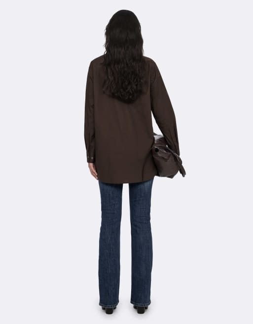 AllSaints - Kaia - Oversized overhemd in hazelnootbruin, 4 van 7