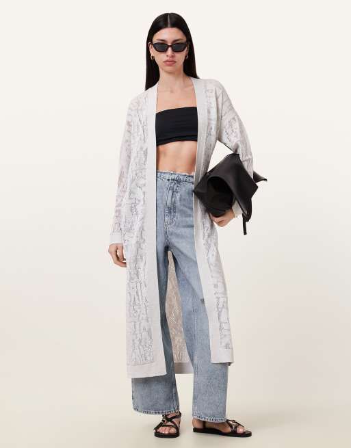 AllSaints – Kaito – Strickjacke in Kreideweiß