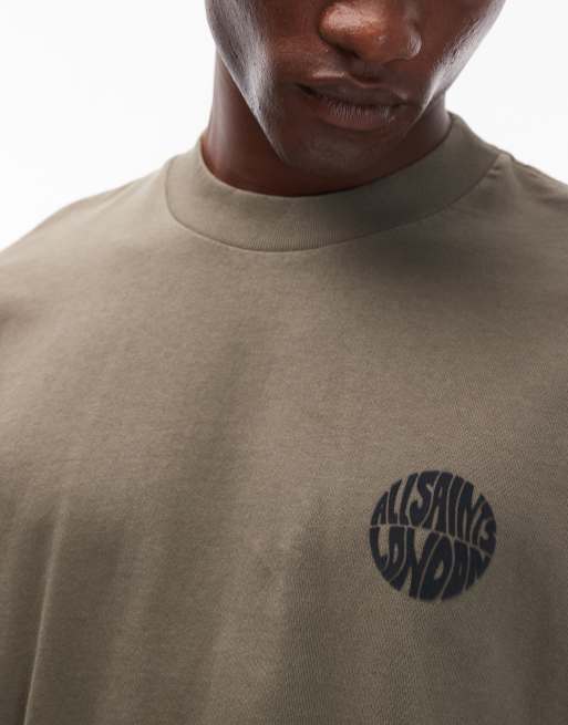 AllSaints – Kakifärgad t-shirt med vågmönster, 5 av 5
