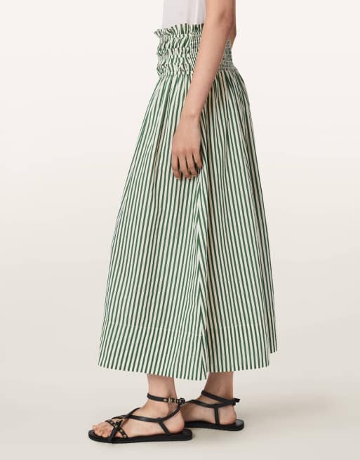AllSaints - Kali - Falda larga verde manzana y blanca, 3 de 6